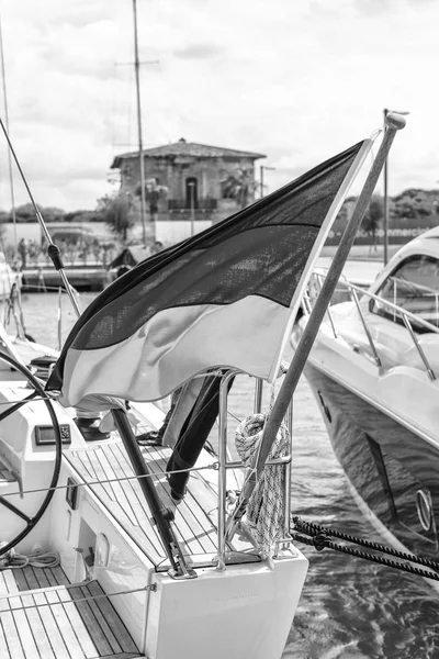 Bandera Alemania Barco Puerto — Foto de Stock