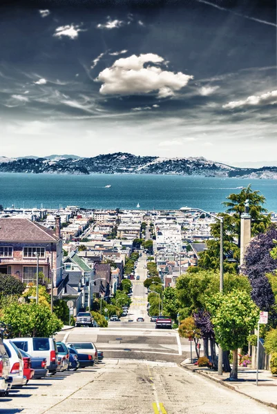 San Francisco Skyline Blick Von Den Hügeln — Stockfoto