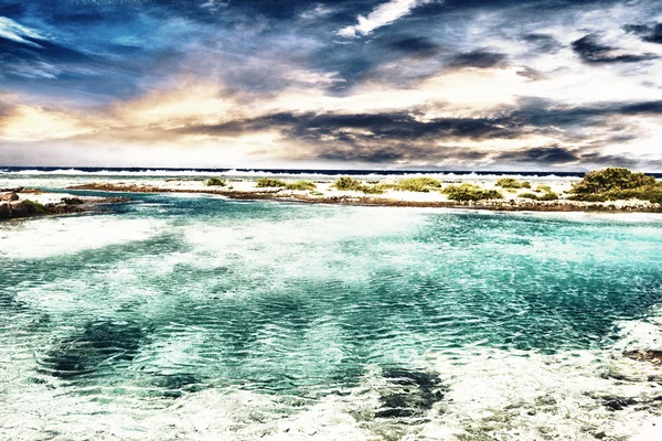 Polynesiska Havet Och Kusten Dramatiska Himmel — Stockfoto