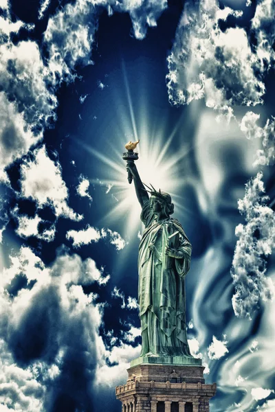 Freiheitsstatue Mit Schönem Himmel New York City Usa — Stockfoto