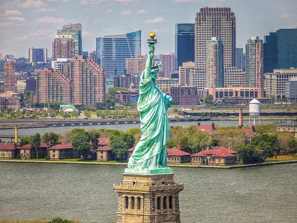 Statue Liberty Skyscrapers Background New York City Usa — Stock Photo, Image