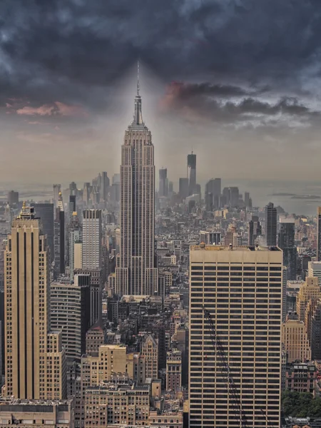 New York Skyline Dramatic Sky Usa — Stock Photo, Image