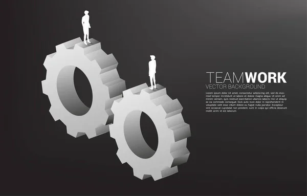 商人们站在一起工作的轮廓 业务团队合作的概念 — 图库矢量图片