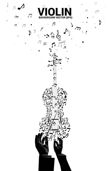 Silhouette Vectorielle Main Chef Orchestre Avec Note Mélodie Musique Dansant — Image vectorielle