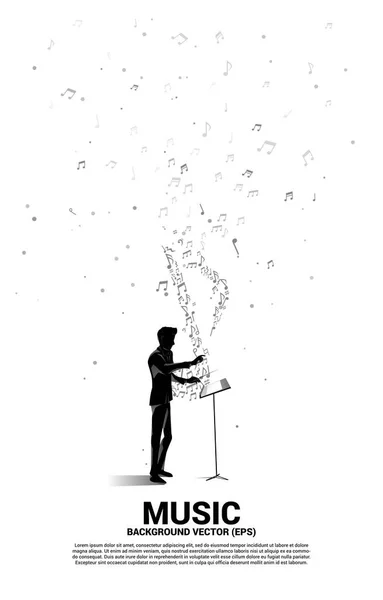 Vecteur Chef Orchestre Mélodie Musicale Note Danse Flux Concept Fond — Image vectorielle