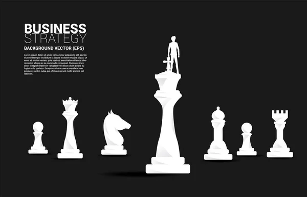 Silhouette Homme Affaires Sur Pièce Échecs Roi Business Concept Planification — Image vectorielle