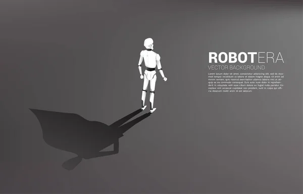 ロボットとスーパーヒーローの影 人工知能と機械学習労働者技術の概念は — ストックベクタ