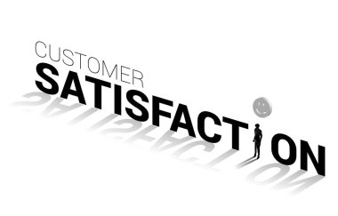 Siluet işadamı 3D gülümseme ikon derecesiyle ayakta duruyor. Müşteri memnuniyeti, müşteri derecelendirme ve sıralama kavramı.