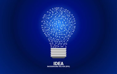 Nokta bağlantısı devre kartından vektör ampulü. İş planı ve yaratıcı fikir kavramı.