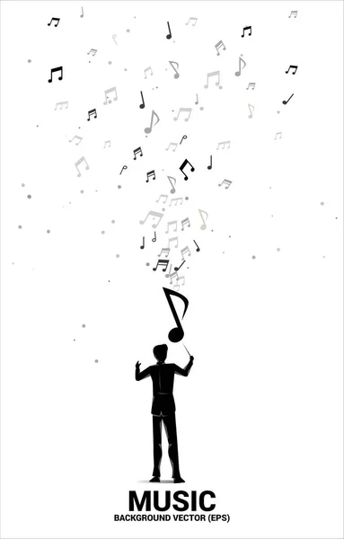 Vektor Dirigenten Und Musik Melodie Note Tanzfluss Konzeptioneller Hintergrund Für — Stockvektor