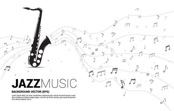 Note Mélodie Musique Vectorielle Dansant Coulent Saxophone Concept Fond Pour — Image vectorielle