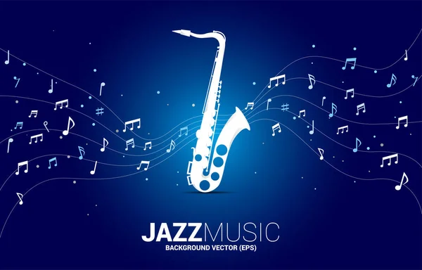 Vektorzene Dallam Hang Tánc Áramlását Szaxofon Koncepció Háttér Jazz Dal — Stock Vector