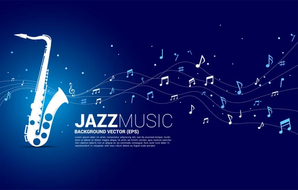 Vector Music Melody Note Dancing Flow Saxophone Concept Background Jazz — Stock Vector