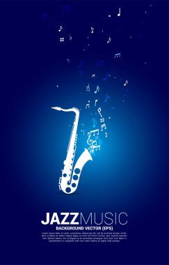 Saksafondan vektör müzik melodisi akışı. Caz şarkısı ve konser teması için kavram arka planı.