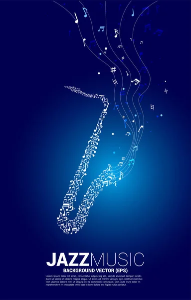 Vektor Saxophon Aus Musikmelodie Fließen Konzeptioneller Hintergrund Für Jazzsong Und — Stockvektor
