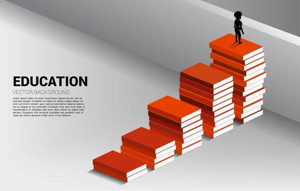 Begreppet Bakgrund För Makt Kunskap Silhuett Pojke Flytta Till Korset — Stock vektor