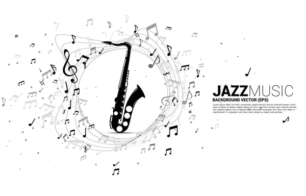 Vector Music Melody Note Flow Saxophone Concept Background Jazz Song — Stock Vector