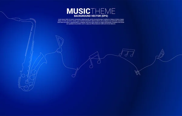 Vetor Música Melodia Nota Saxofone Linha Única Concept Background Jazz — Vetor de Stock