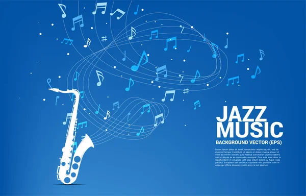 Vector Musik Melodie Fließen Mit Saxophon Konzeptioneller Hintergrund Für Jazzsong — Stockvektor