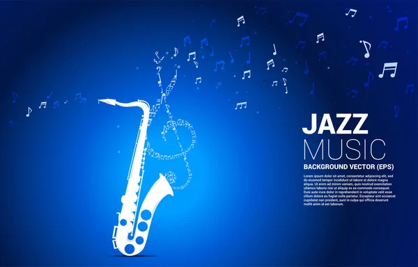 Vector Music Melody Note Dancing Flow Saxophone Concept Background Jazz — Stock Vector