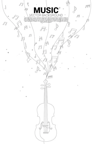 Musique Vectorielle Mélodie Note Danse Flux Avec Violon Une Ligne — Image vectorielle