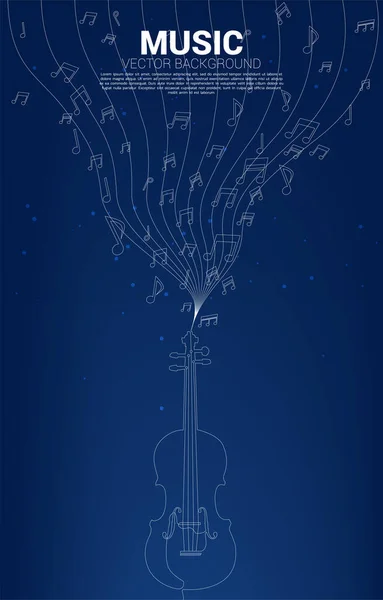ベクトル音楽のメロディーは 1つのラインバイオリンで踊る音の流れ クラシック音楽とコンサートのコンセプトの背景 — ストックベクタ