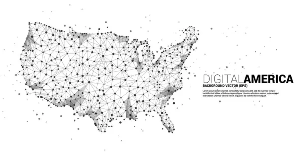 폴리곤 Polygon Dot Connect Line 미국의 디지털 네트워크 연결에 — 스톡 벡터