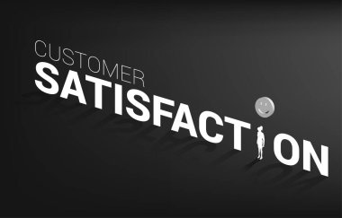 Üç boyutlu gülümseyen ikon dereceli siluet işkadını. Müşteri memnuniyeti, müşteri derecelendirme ve sıralama kavramı.