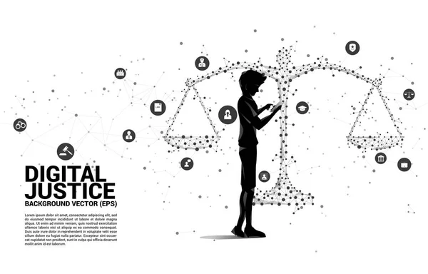 Silueta Del Hombre Usa Teléfono Móvil Pie Con Estilo Polígono — Archivo Imágenes Vectoriales