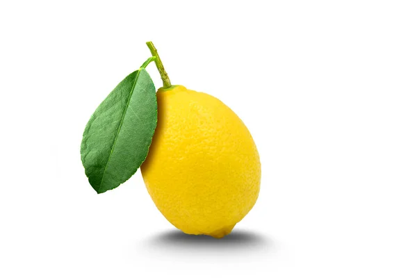 Frutta Limone Con Foglia Isolata Sullo Sfondo Bianco — Foto Stock