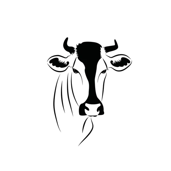Vektor Kepala Sapi Pada Latar Belakang Putih Mamalia Binatang Logo - Stok Vektor