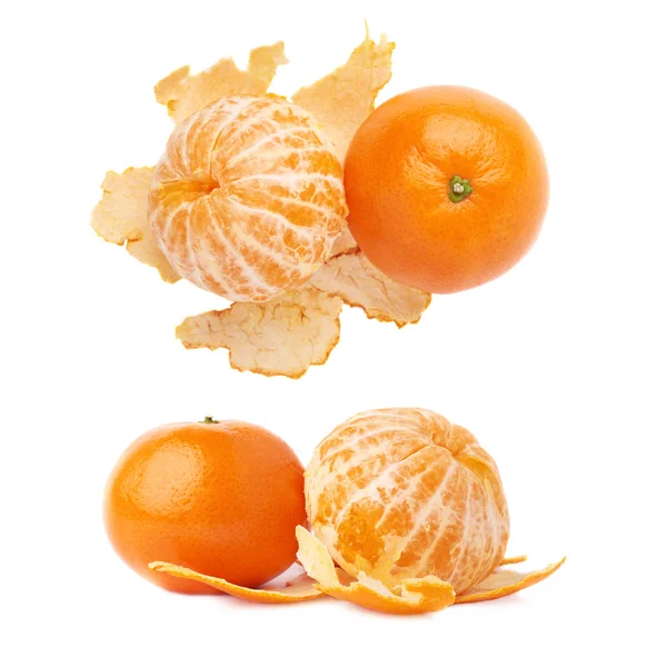 Servito succosa composizione di mandarini frutta isolata sullo sfondo bianco — Foto Stock