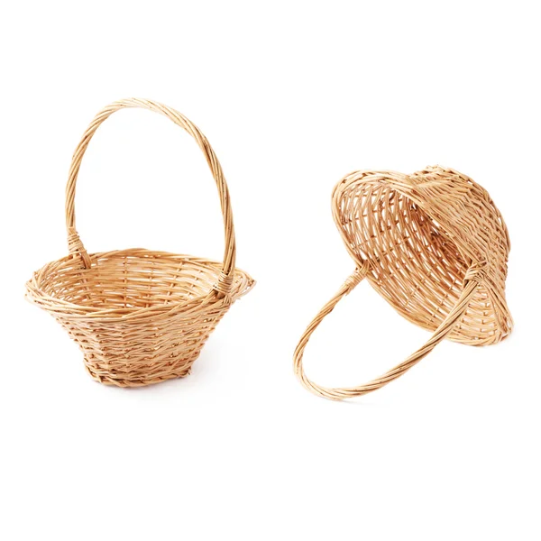 Set of brown wicker basket isolated over the white background — Stock Photo, Image