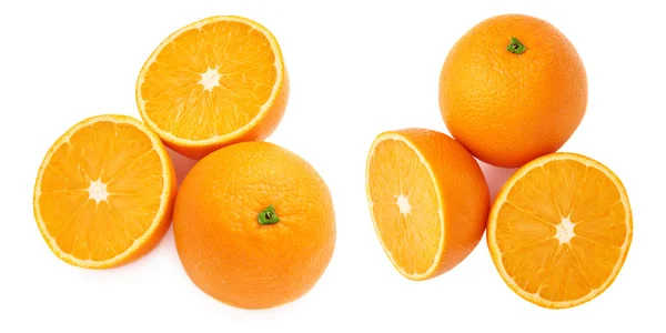Szolgált a narancssárga gyümölcs összetétele elszigetelt fehér háttér, a különböző foreshortenings felett — Stock Fotó