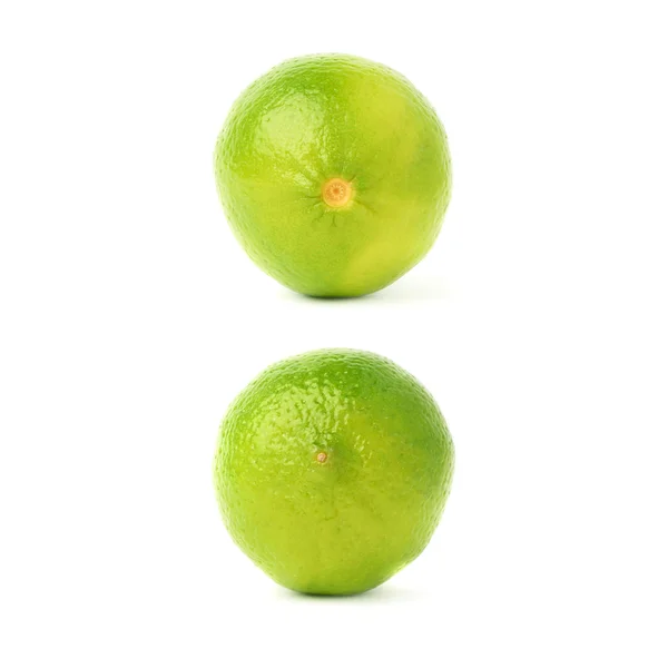 Set van twee enkele Limes in verschillende composities en voorschotten, geïsoleerd over de witte achtergrond — Stockfoto