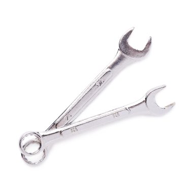 Beyaz arka plan üzerinde izole anahtarlar metal aletleri Çift