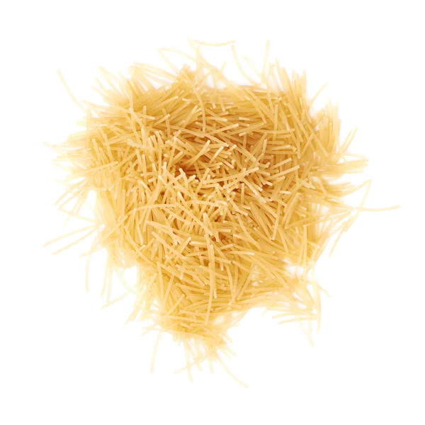 Pile of dry noodles pasta over isolated white background — Stock Photo, Image