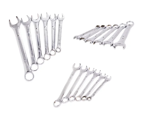 Set of wrenchs metal instruments isolated over white background — Stock Photo, Image