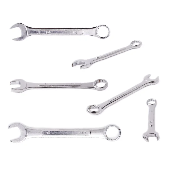 Set of wrench metal instrument isolated over white background — Stock Photo, Image