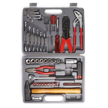 Beyaz izole arka plan üzerinde araçlar kümesi