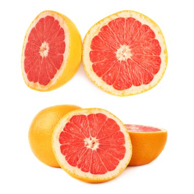 Beyaz arka plan üzerinde izole greyfurt kompozisyonu servis