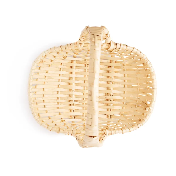 白い背景の上に孤立した茶色の枝編み細工品バスケット — ストック写真