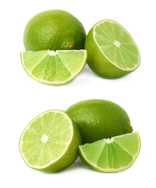 Serwowany kompozycja z owoców limonki wyizolowana na białym tle, zestaw różnych zapowieczań — Zdjęcie stockowe