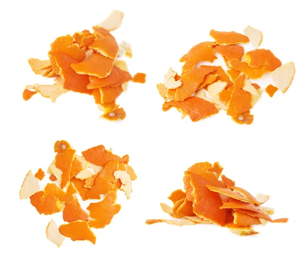 Pile of tangerine peel isolated on white background — Stok fotoğraf