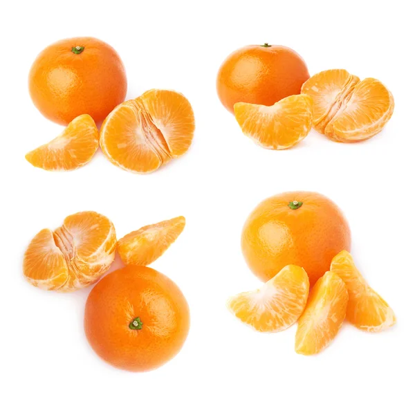 Composição de tangerina servida isolada sobre o fundo branco — Fotografia de Stock
