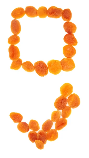 Dried orange apricots over white background — Stock Photo, Image