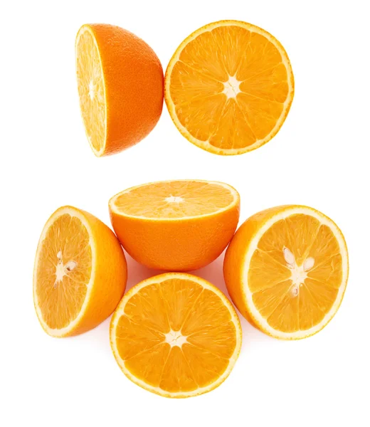 Served orange fruit composition isolated over the white background, set of different foreshortenings — Stock Photo, Image
