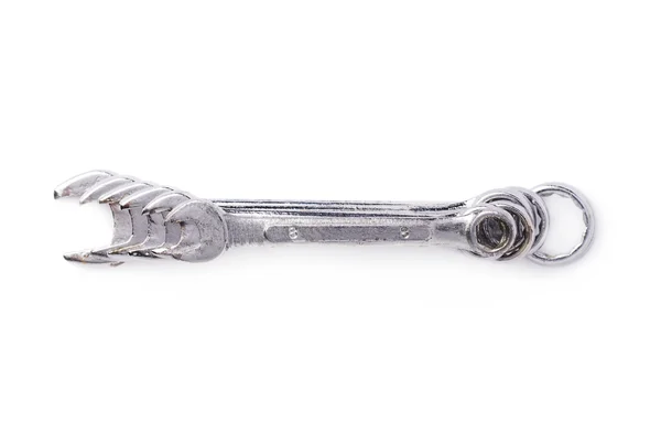 Stack di chiavi inglesi strumenti metallici isolati su sfondo bianco — Foto Stock