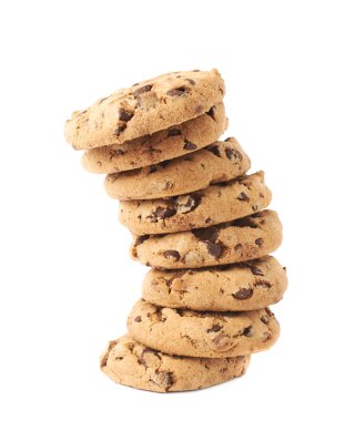 Beyaz arka plan üzerinde izole çerezleri bükülmüş yığını