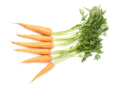 Beyaz arka plan üzerinde izole yeşil top ile havuç demet